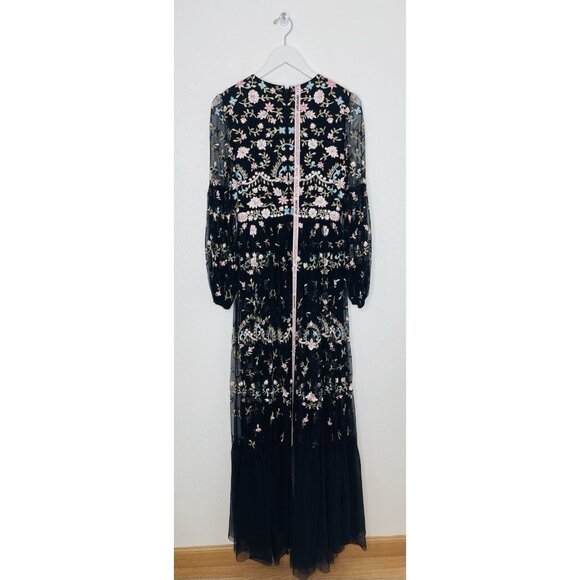 Mac Duggal 35111 Floral Embellished Embroidered Gown‎ Blouson Sleeves Size 6 NWT - Picture 4 of 7